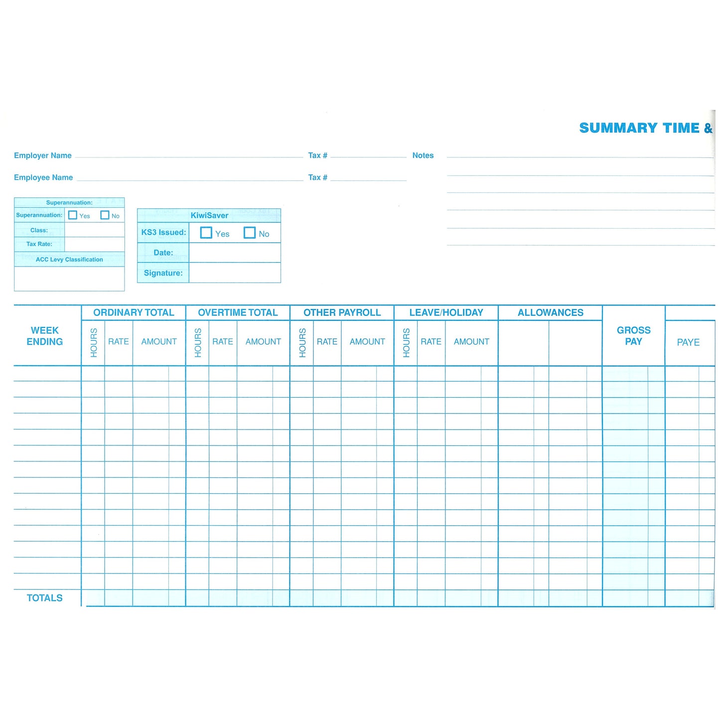Office Elite Time, Wage & Paye Book
