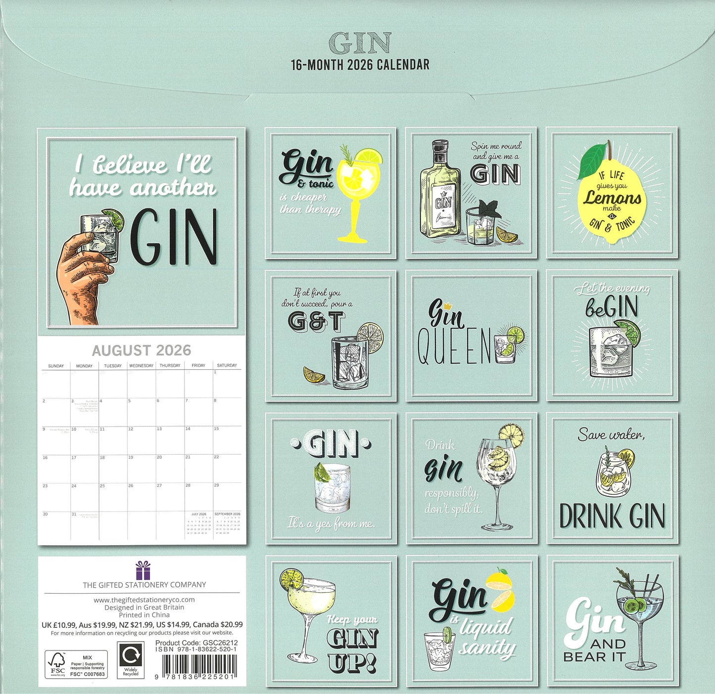 2026 Wall Calendar - Gin