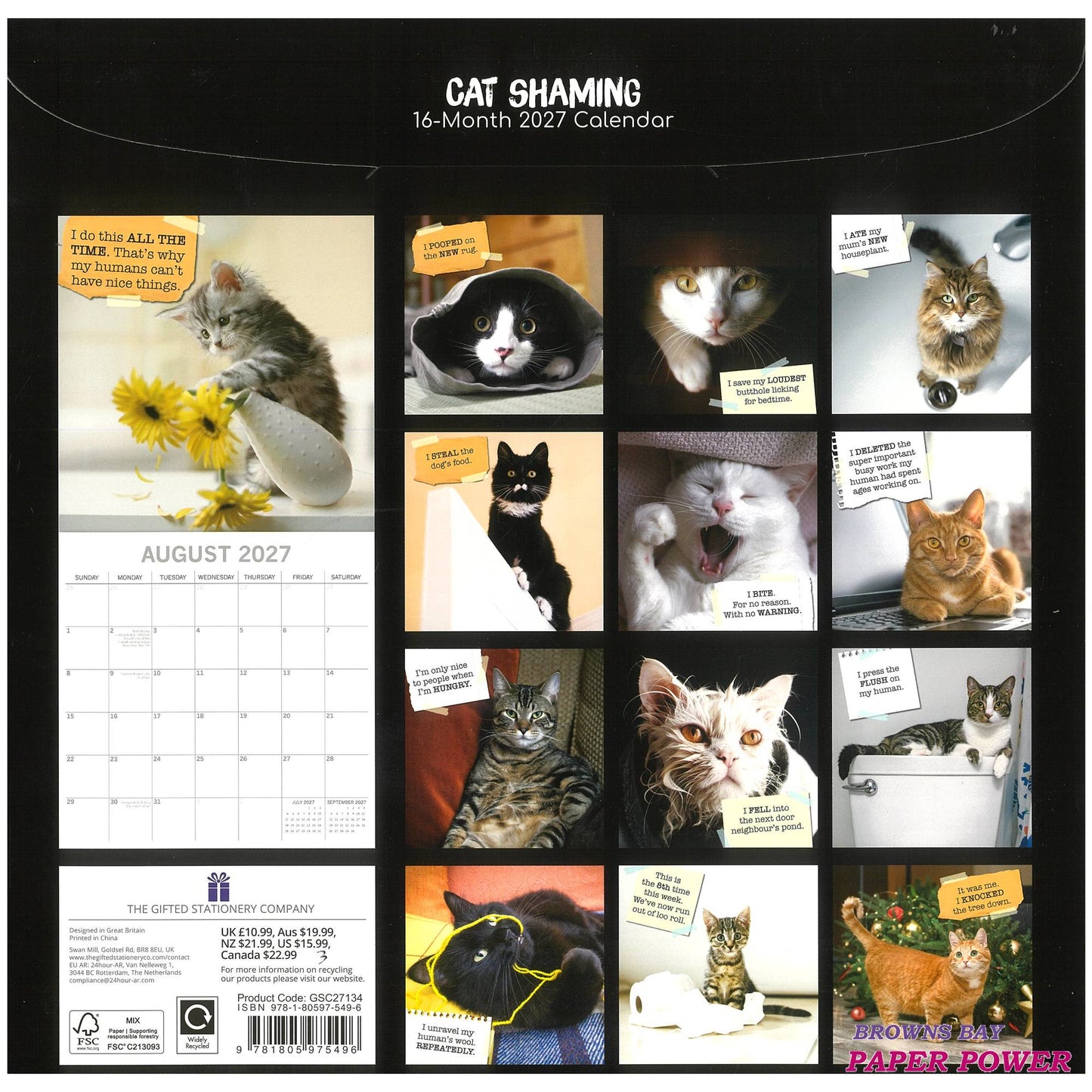 2027 Wall Calendar - Cat Shaming