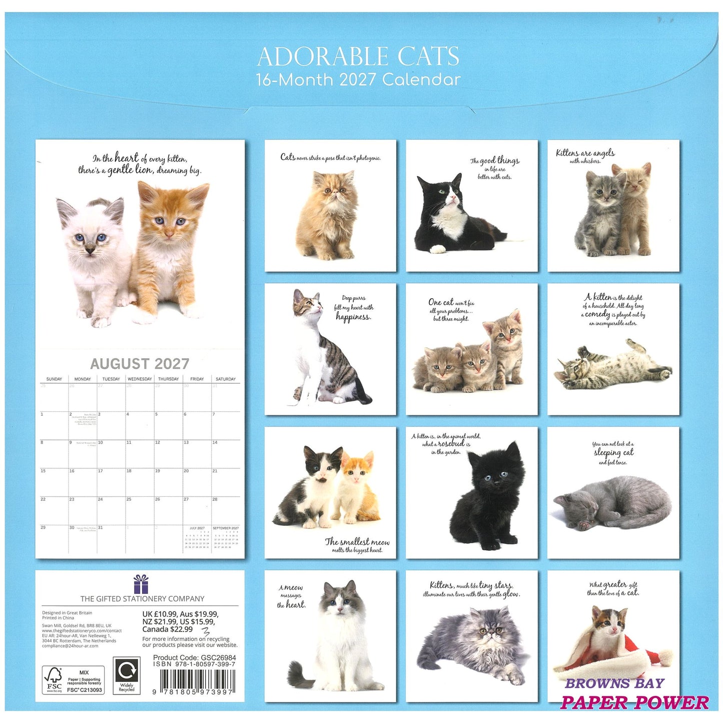 2027 Wall Calendar - Adorable Cats