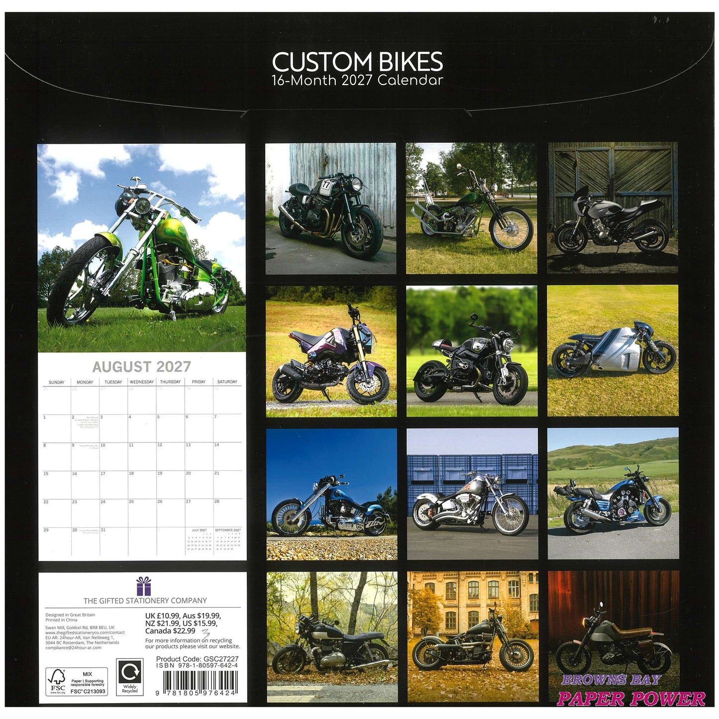 2027 Wall Calendar - Custom Bikes