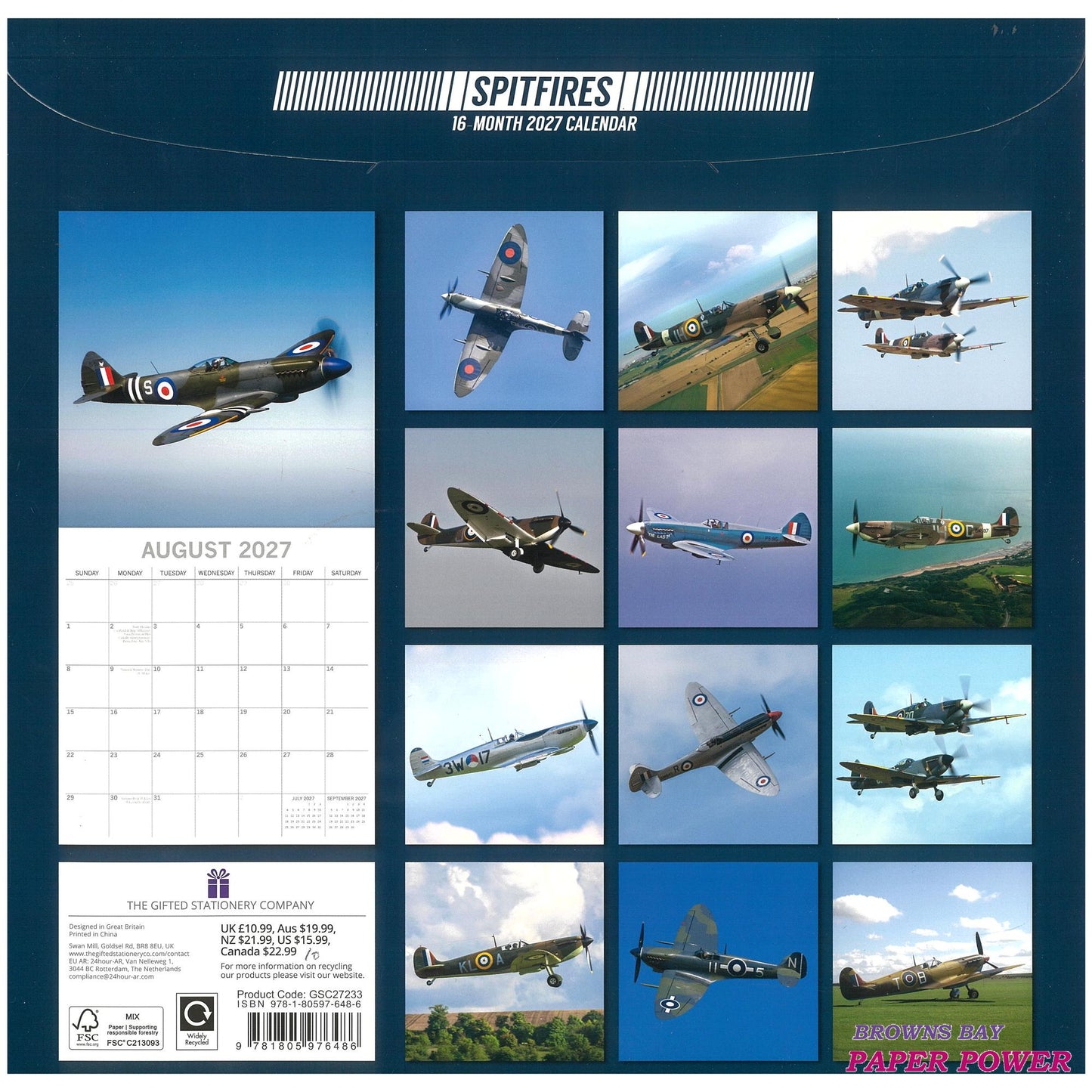 2027 Wall Calendar - Spitfires