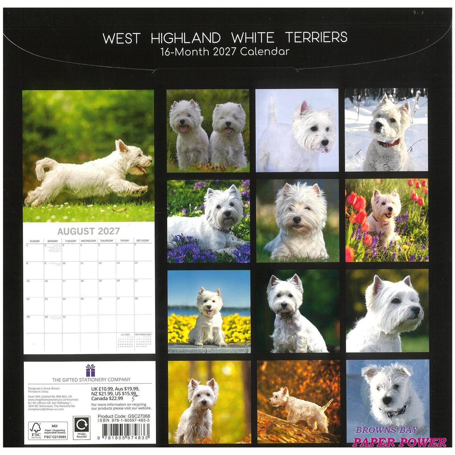 2027 Wall Calendar - West Highland White Terriers
