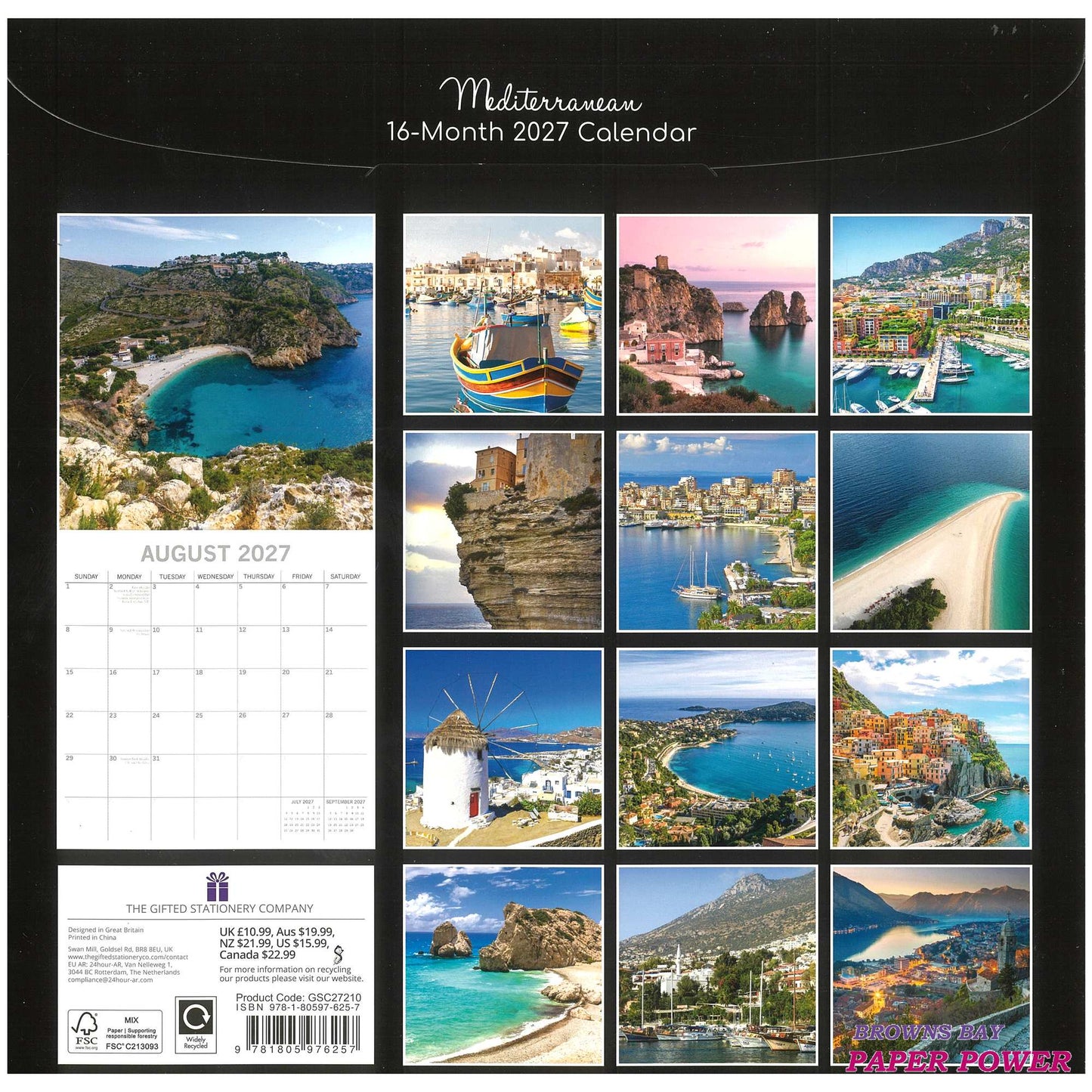 2027 Wall Calendar - Mediterranean