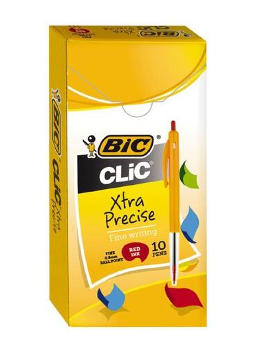 Bic Retracable Ballpoint Pen Red Fine 10/pack