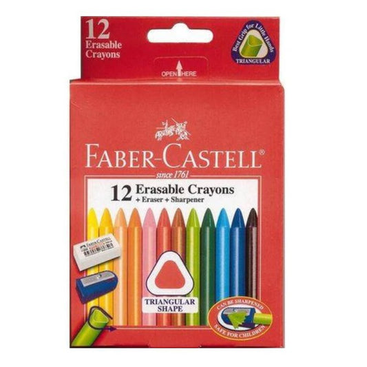 Crayons Faber Castell Erasable 12 Pack + Eraser + Sharpener