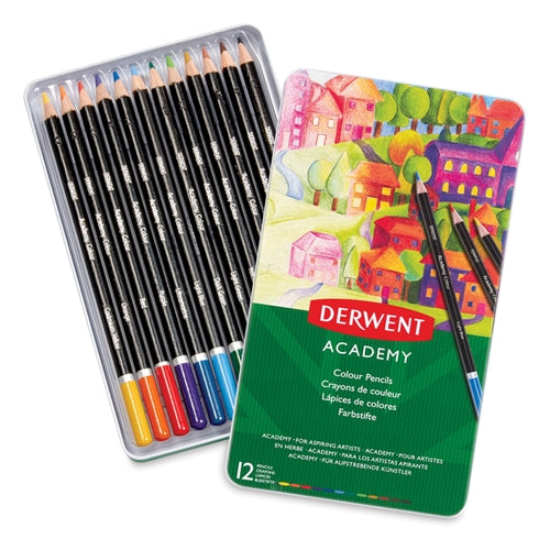 COLOR PENCIL SET DERWENT ACADEMY 12 COLOR TIN