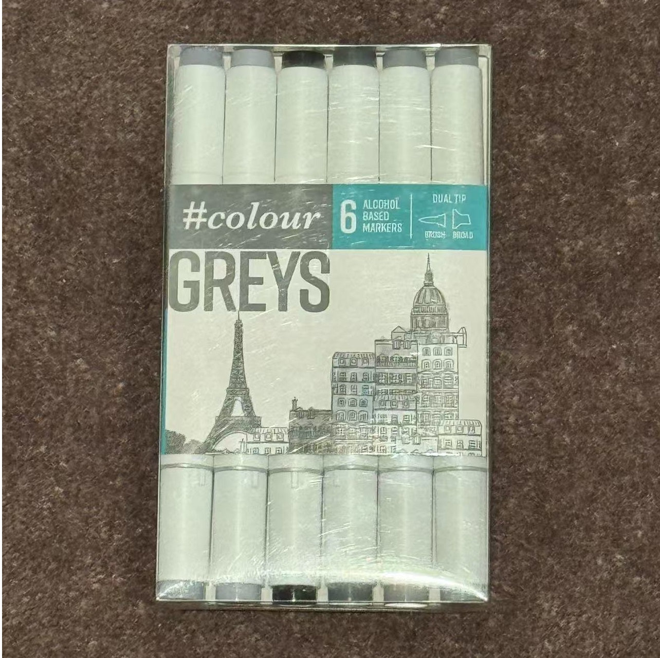 Greys Colour 6 Alcohol Based Markers Dual Tip