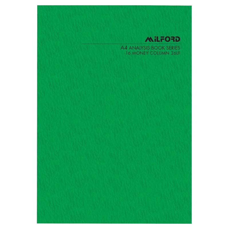 Milford A4 16 Money Column 26 Leaf Limp Analysis Book