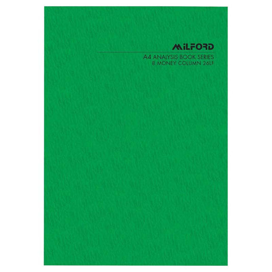 Milford A4 8 Money Column 26 Leaf Limp Analysis Book