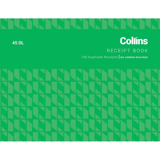 Collins Cash Receipt 45DL Duplicate No Carbon Required