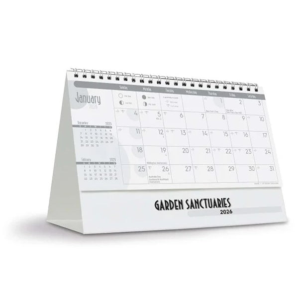 2026 New Zealand Desk Calendar Garden Sanctuaries