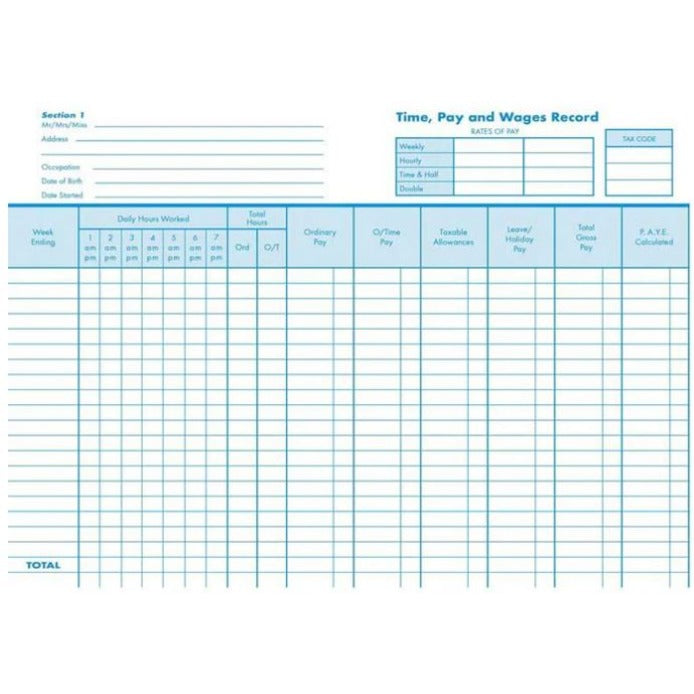 Collins A5 Wage / PAYE Record Book