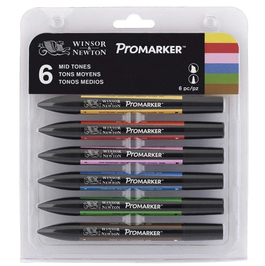 Winsor & Newton Promarker 6 - Mid Tones Set