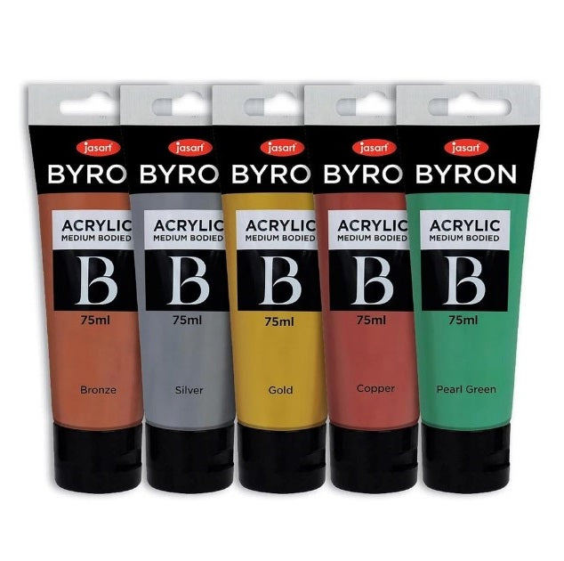 Jasart: Byron Acrylic Paint 75ml Metallic - Set of 5