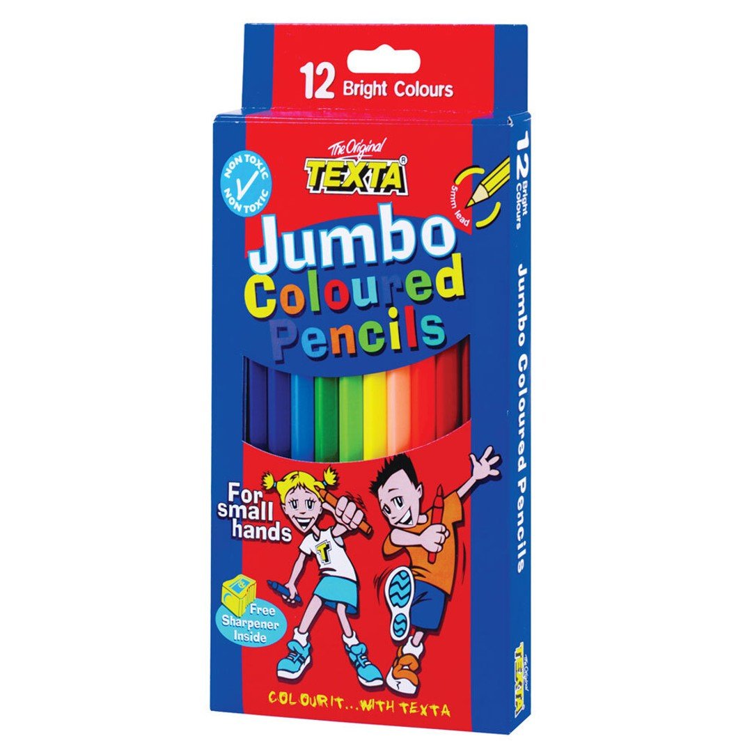 12pc Texta Jumbo Colouring Pencils Art Drawing Coloured Draw Pencil f/ Kids