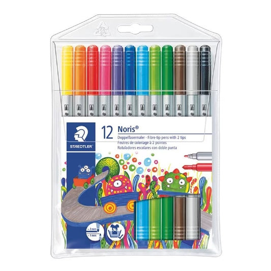 Staedtler Noris Twin Fibre Tip Pen Assorted 12 Pack