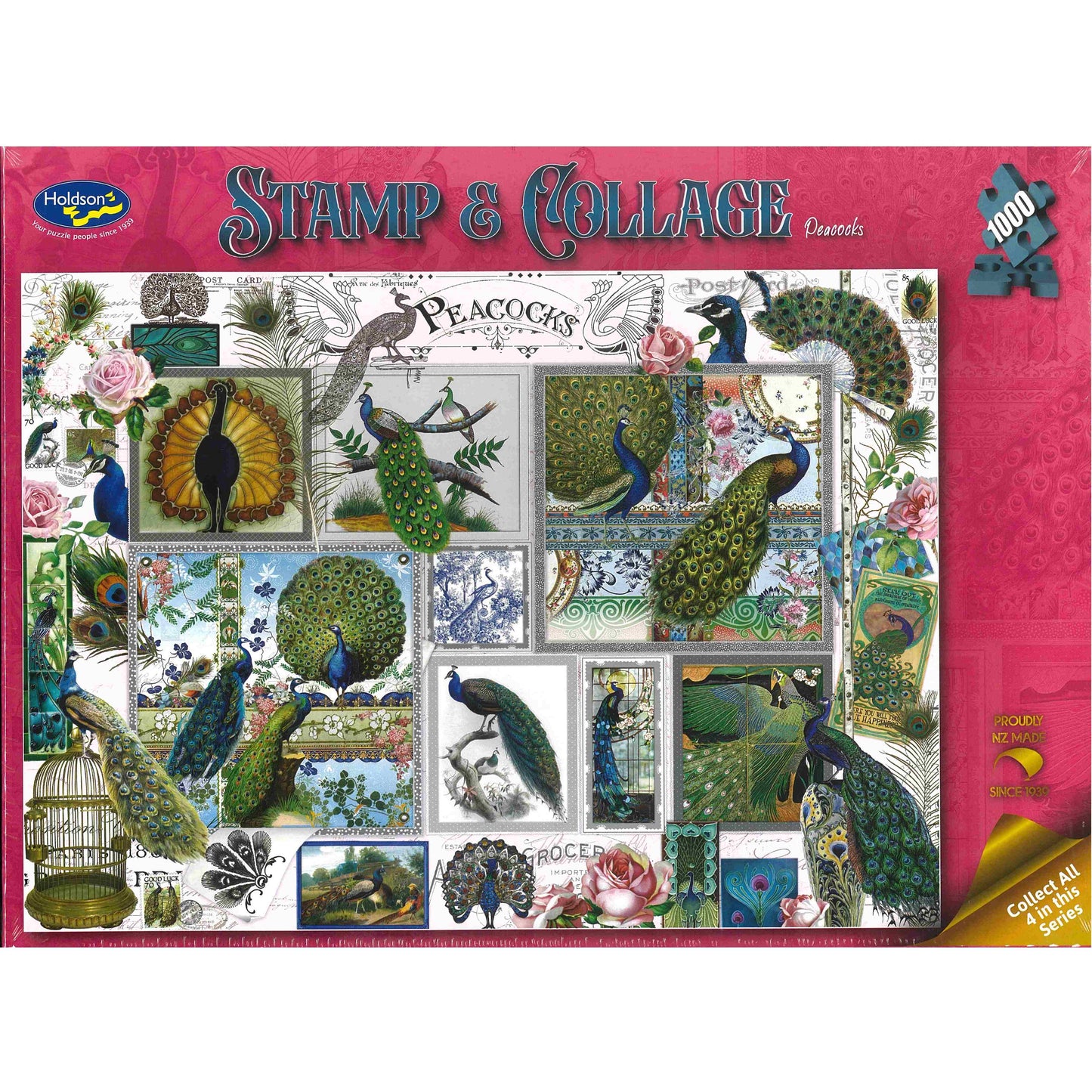 Jigsaw Puzzle 1000 Pcs Stamp & Collage - Peacocks