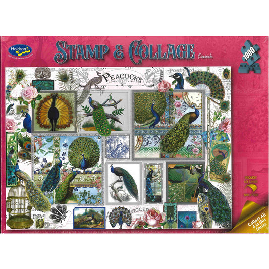Jigsaw Puzzle 1000 Pcs Stamp & Collage - Peacocks