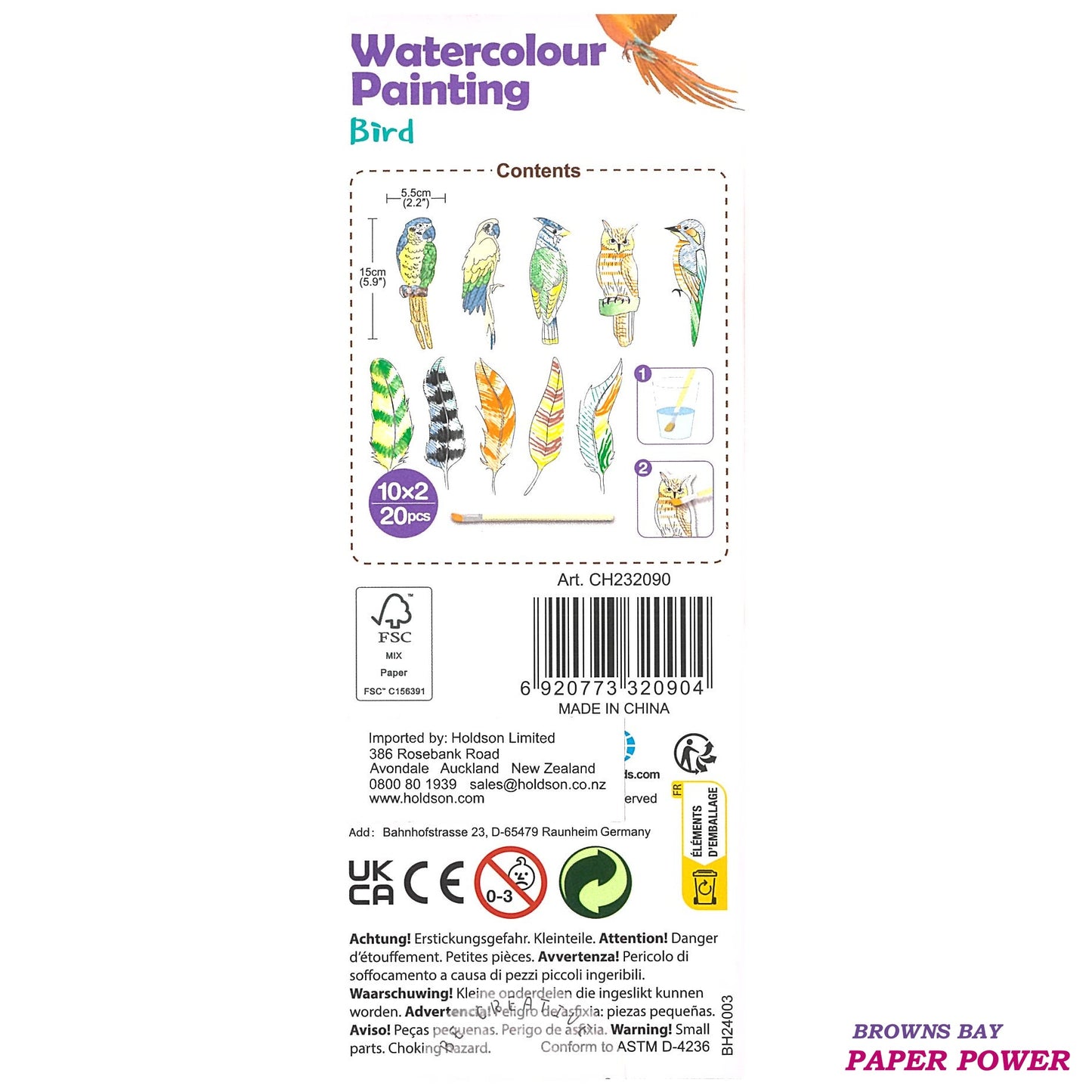 Avenir - Paint by Water - Bookmarks - Bird