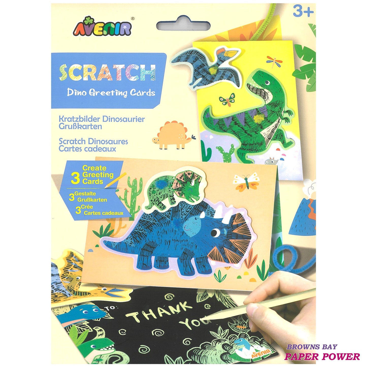 Avenir Scratch Dino Greeting Cards