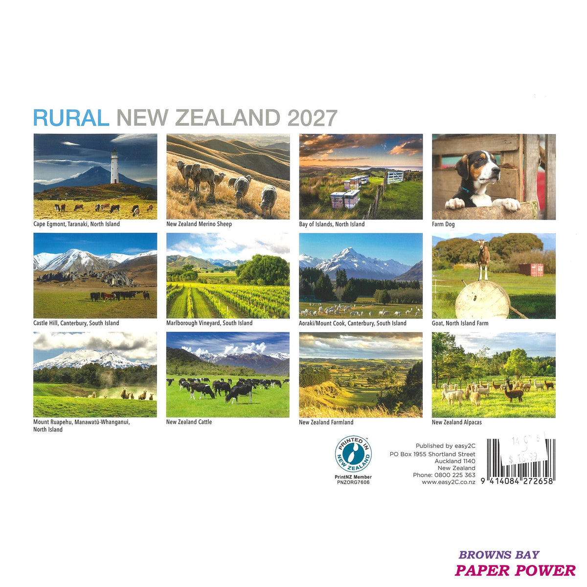 New Zealand Rural - 2027 Wall Calendar