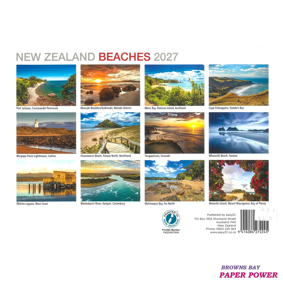 New Zealand Beaches - 2027 Wall Calendar