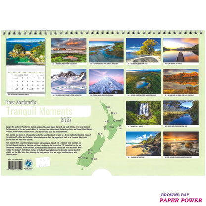 New Zealand Tranquil Moments - 2027 Wall Calendar / Top Spiral Bound