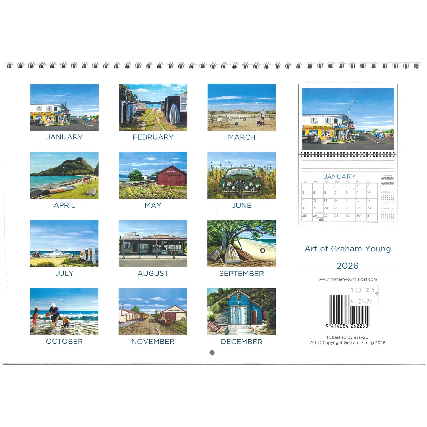 2026 Wall Calendar New Zealand Art Of Graham Young