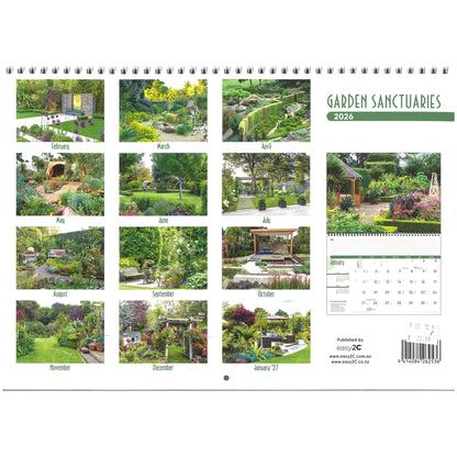 2026 Wall Calendar New Zealand Garden Sanctuaries