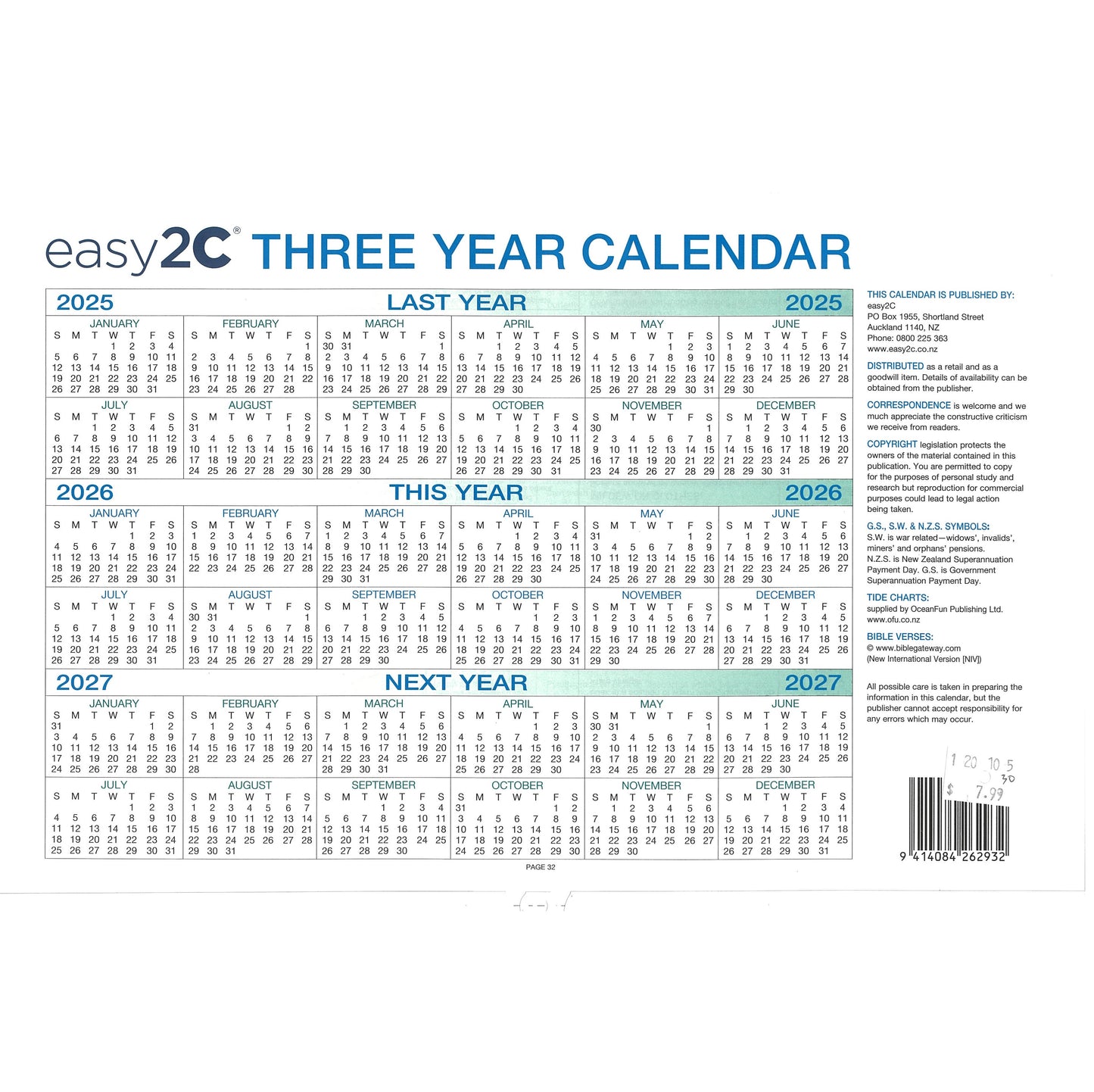 2026 Wall Calendar New Zealand Easy To See