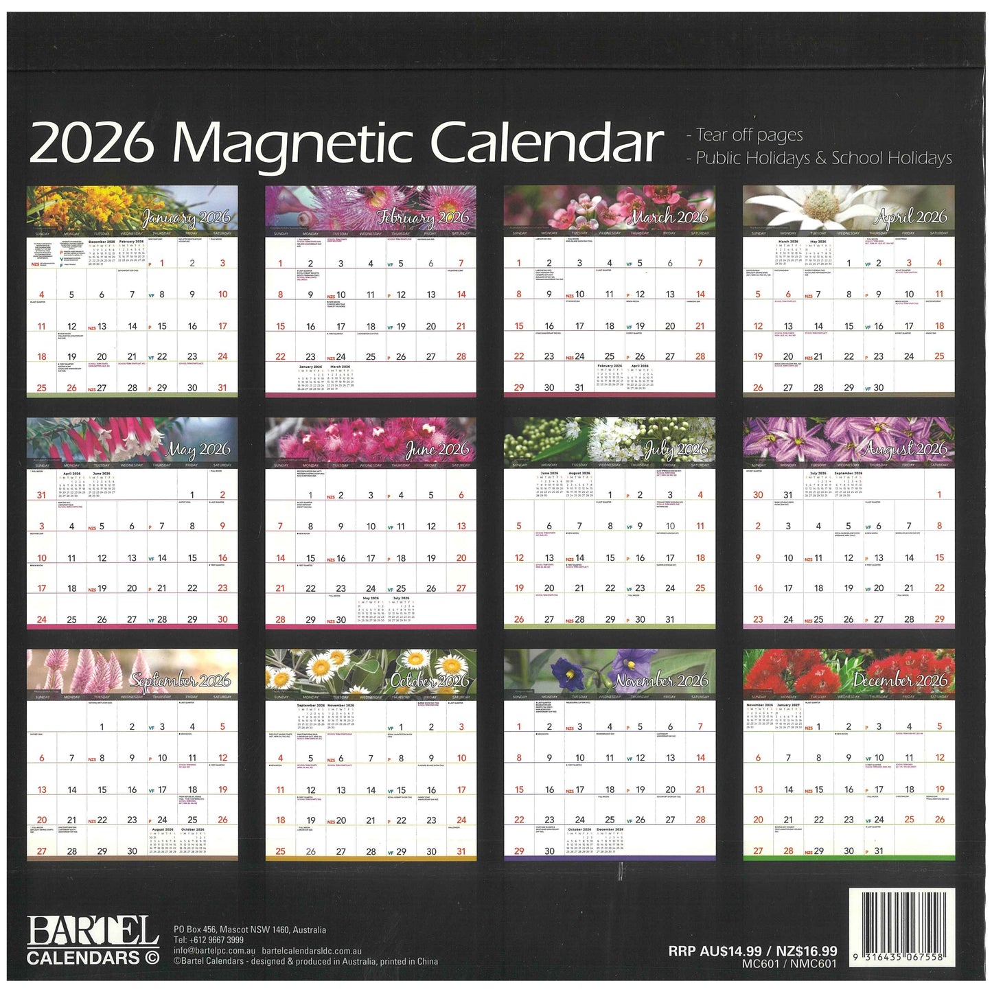 2026 Magnetic Wall Calendar - Wildflower