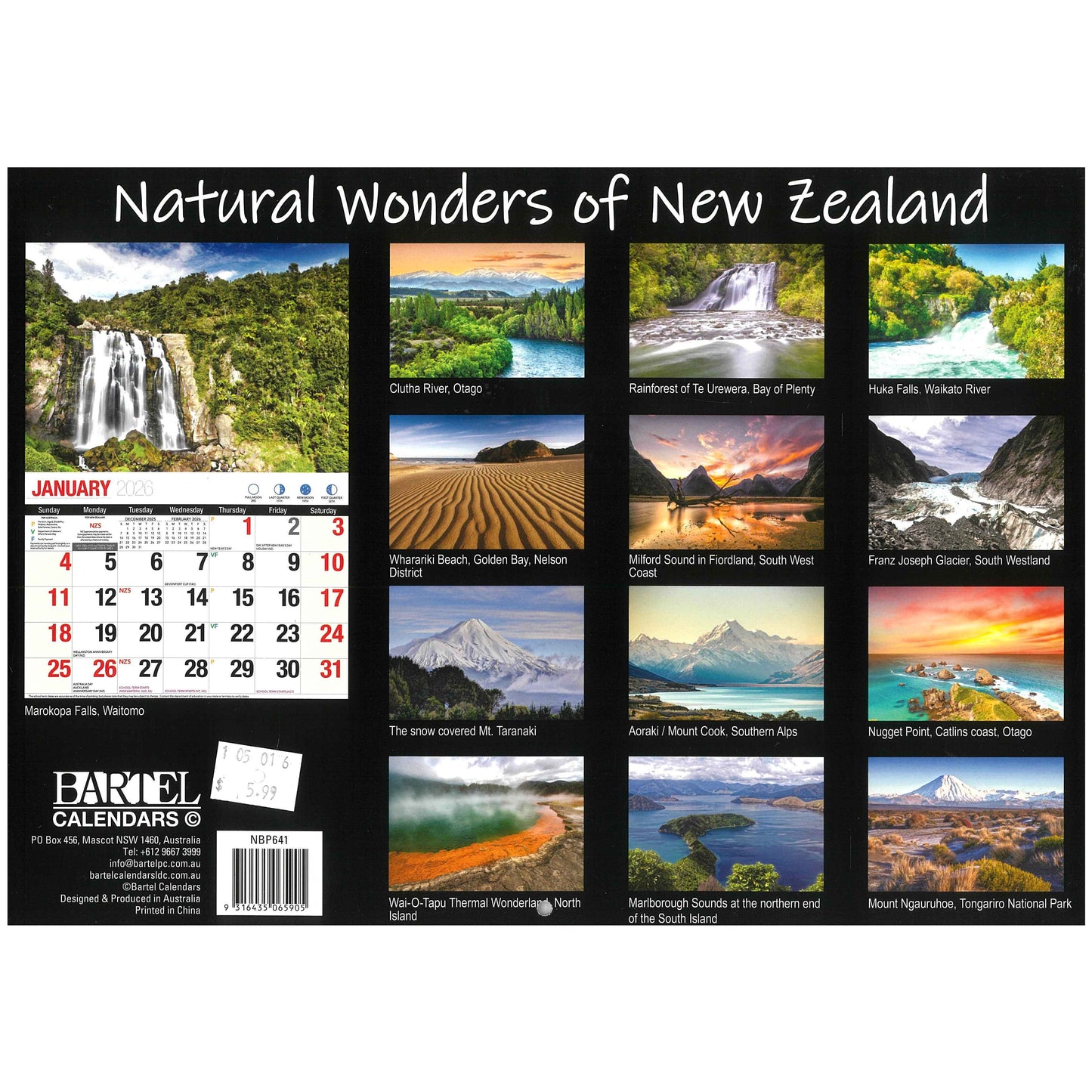 2026 Wall Calendar - Natural Wonders Of New Zealand