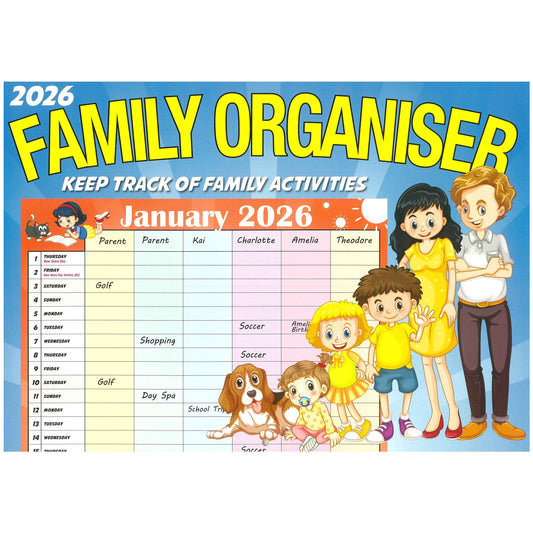 2026 Wall Calendar - Family Organiser