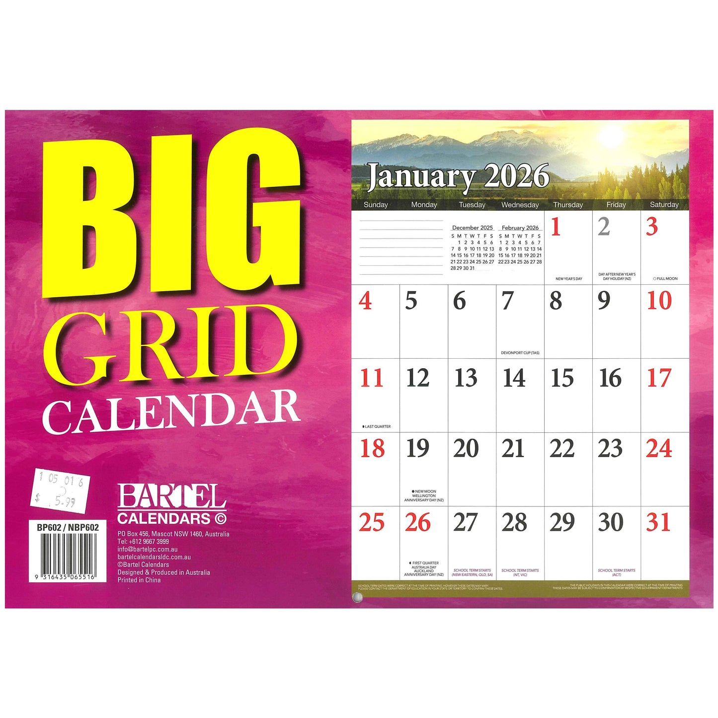 2026 Wall Calendar - Big Grid