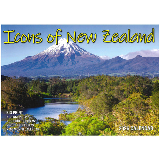 2026 Wall Calendar - Icons Of New Zealand
