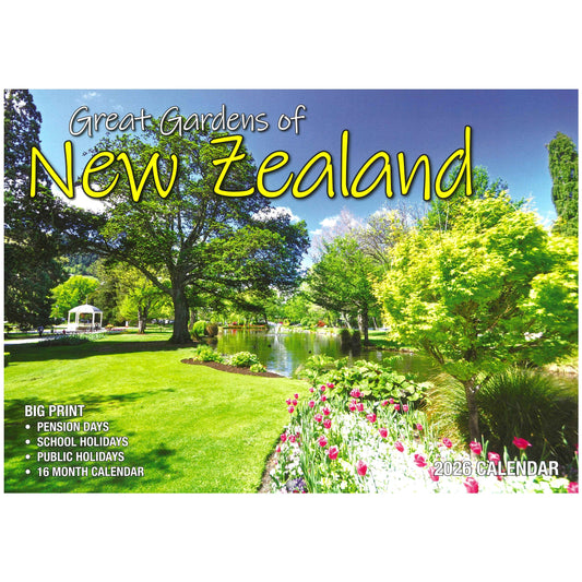 2026 Wall Calendar - Great Gardens Of New Zealand