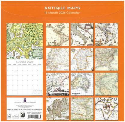 2026 Wall Calendar - Antique Maps