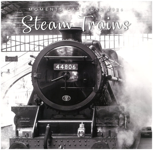 2026 Wall Calendar - Steam Trains B&W