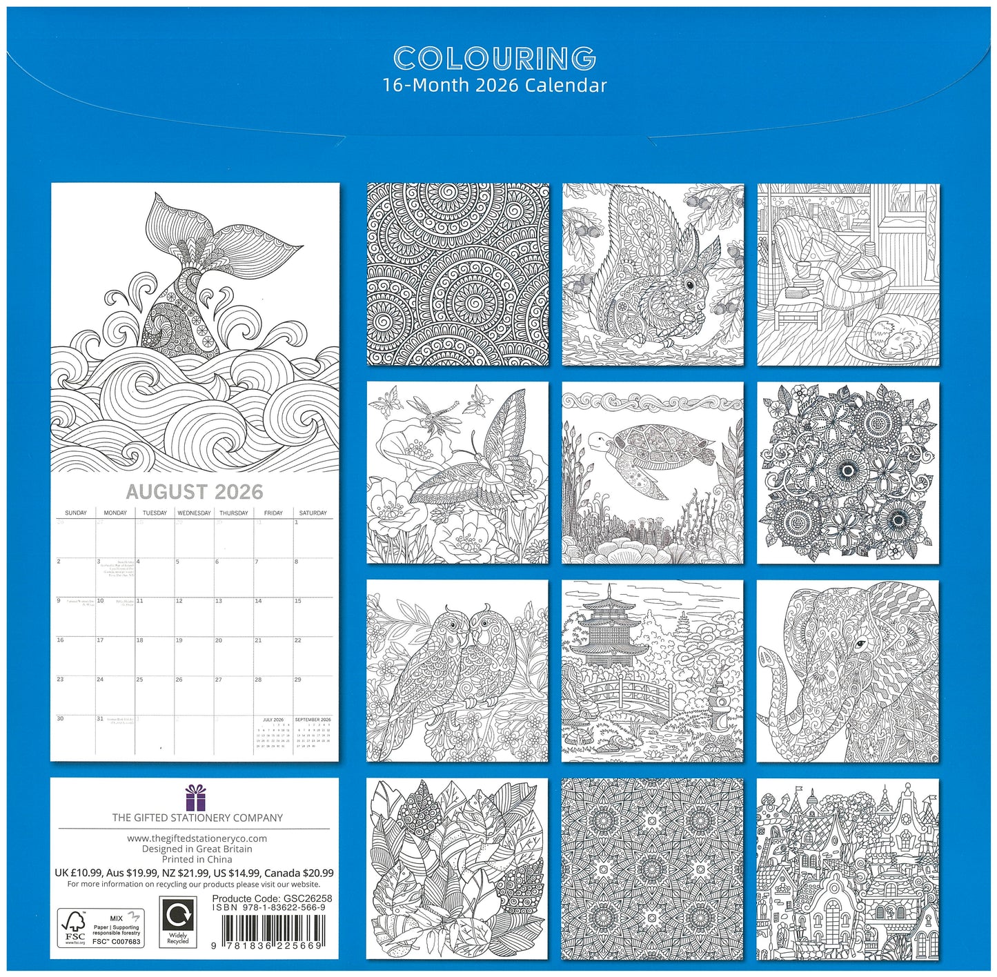 2026 Wall Calendar - Colouring