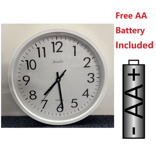 12’’ WALL CLOCK ROUND - NO Tick Tock - White