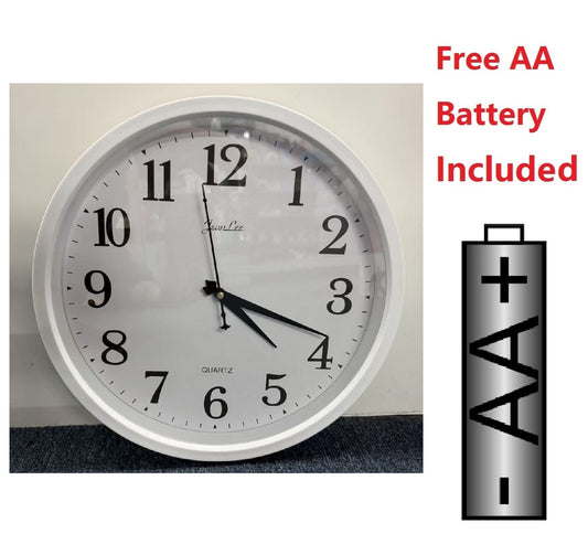 12’’ WALL CLOCK ROUND - NO Tick Tock - White