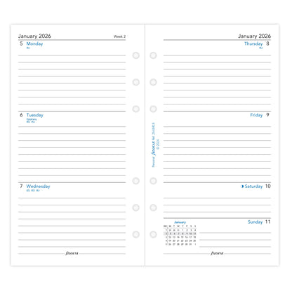 Filofax 2026 6 Ring Personal Weekly Dated Refill