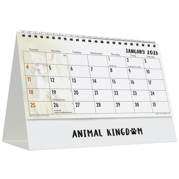 2026 New Zealand Desk Calendar Animal Kingdom