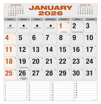 2026 Wall Calendar Spiral Bound