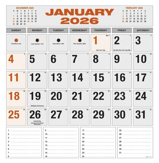 2026 Wall Calendar Spiral Bound