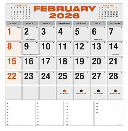 2026 Wall Calendar Spiral Bound