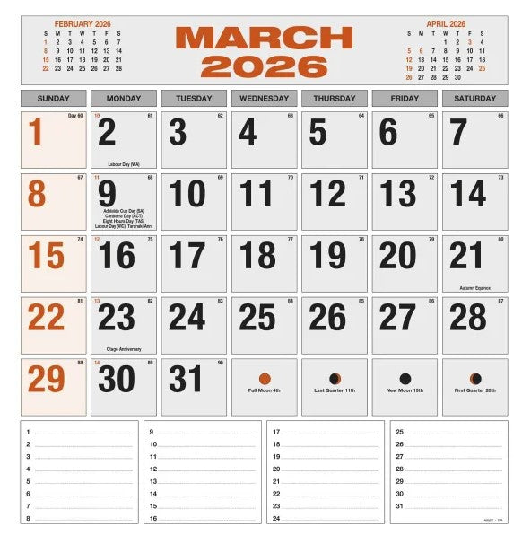 2026 Wall Calendar Spiral Bound