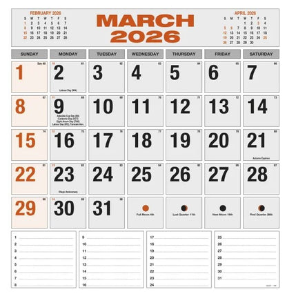 2026 Wall Calendar Spiral Bound