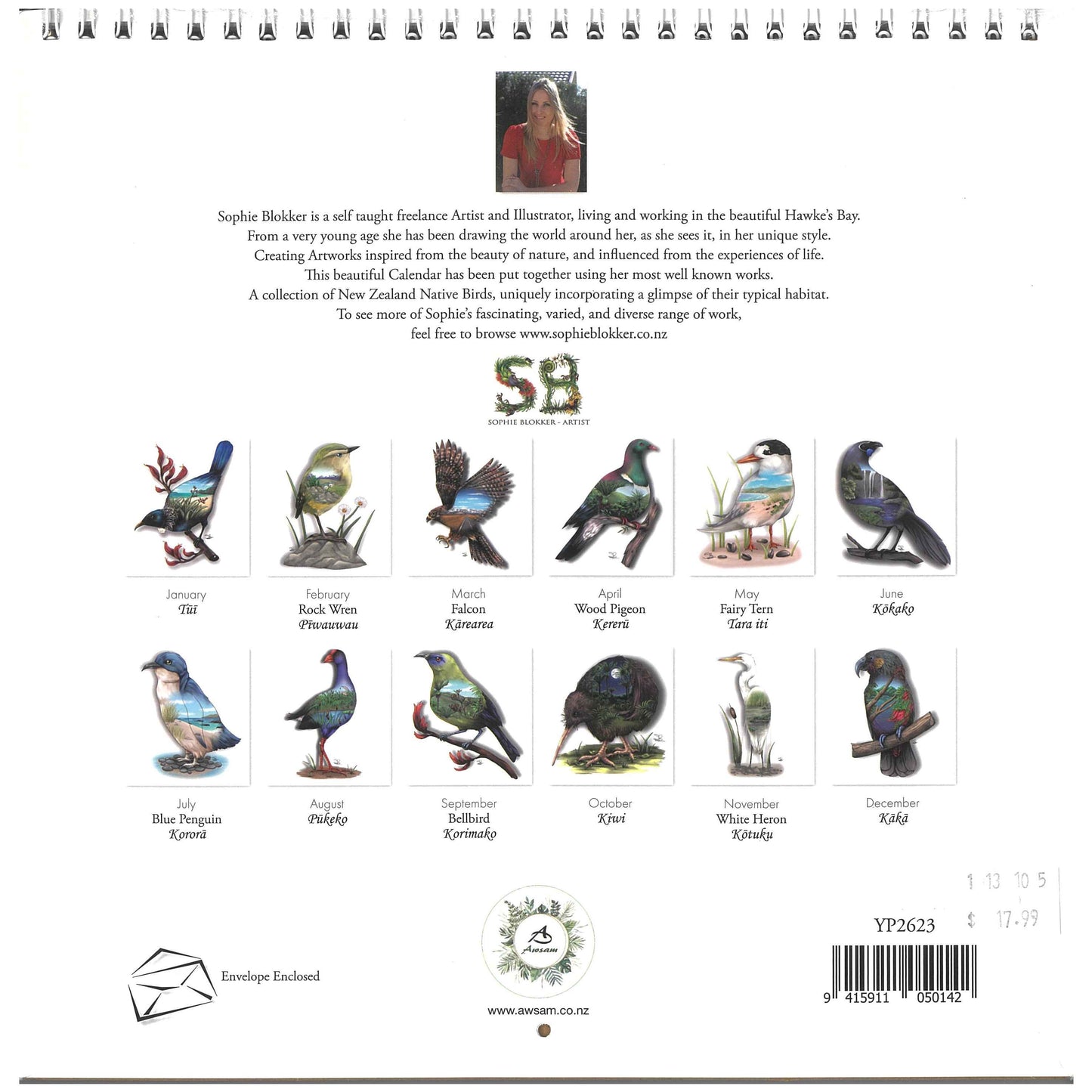 2026 Wall Calendar New Zealand Natives Birds Eye View / Spiral Bound